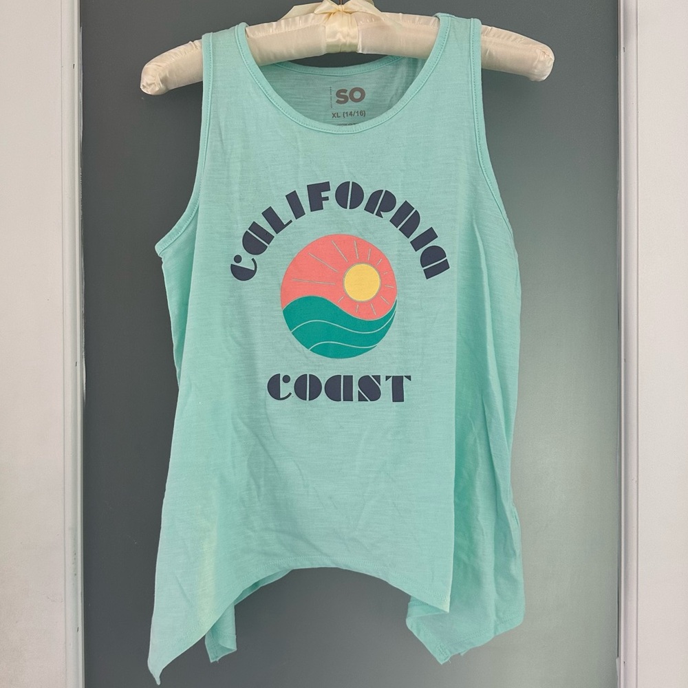 SO girls Mint Green “California” Graphic Tank Top
